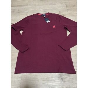 Psycho Bunny Men's VAIL Waffle Long Sleeve Pocket Shirt XL Crimson Red NWT